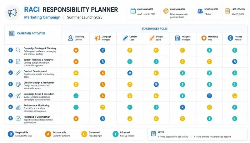 RACI Responsibility Planners