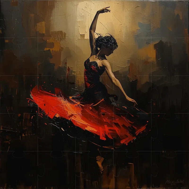 Dramatic Oil Paintings Red Black