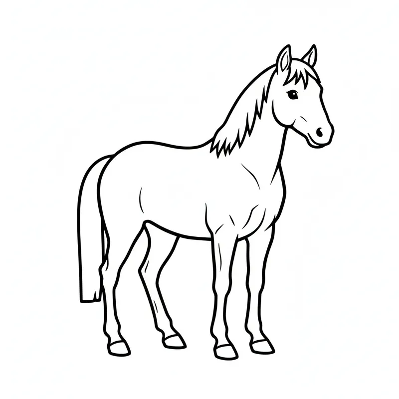 Horse Black Outline Coloring Pages