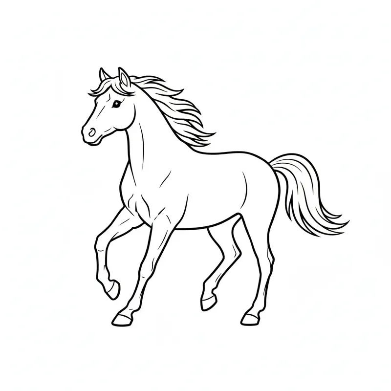 Horse Black Outline Coloring Pages