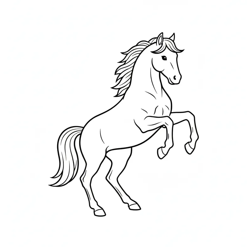 Horse Black Outline Coloring Pages