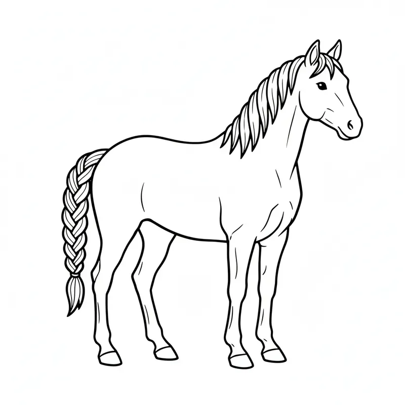 Horse Black Outline Coloring Pages