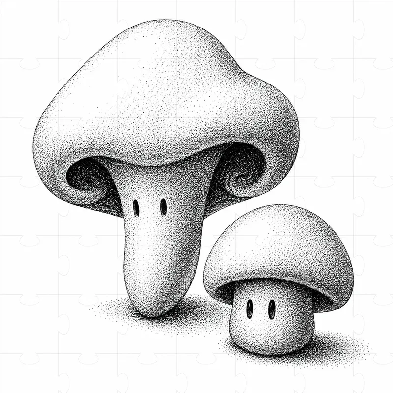 Monochrome Stipple Mascot Characters