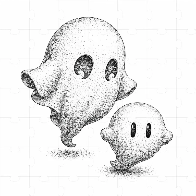 Monochrome Stipple Mascot Characters