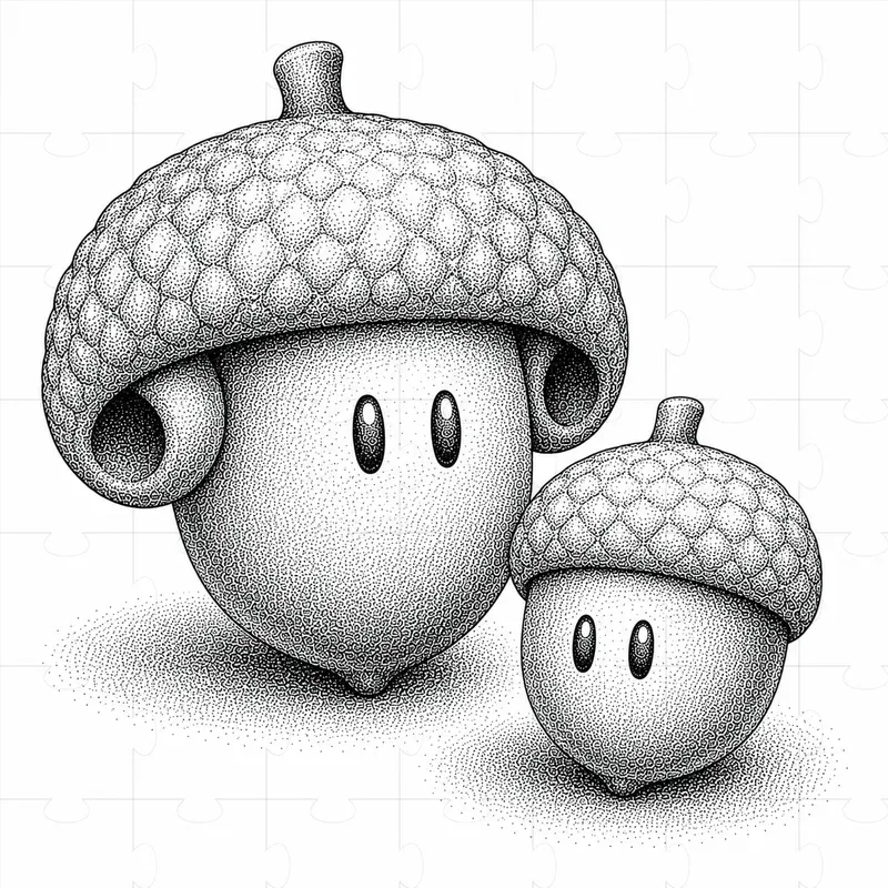 Monochrome Stipple Mascot Characters