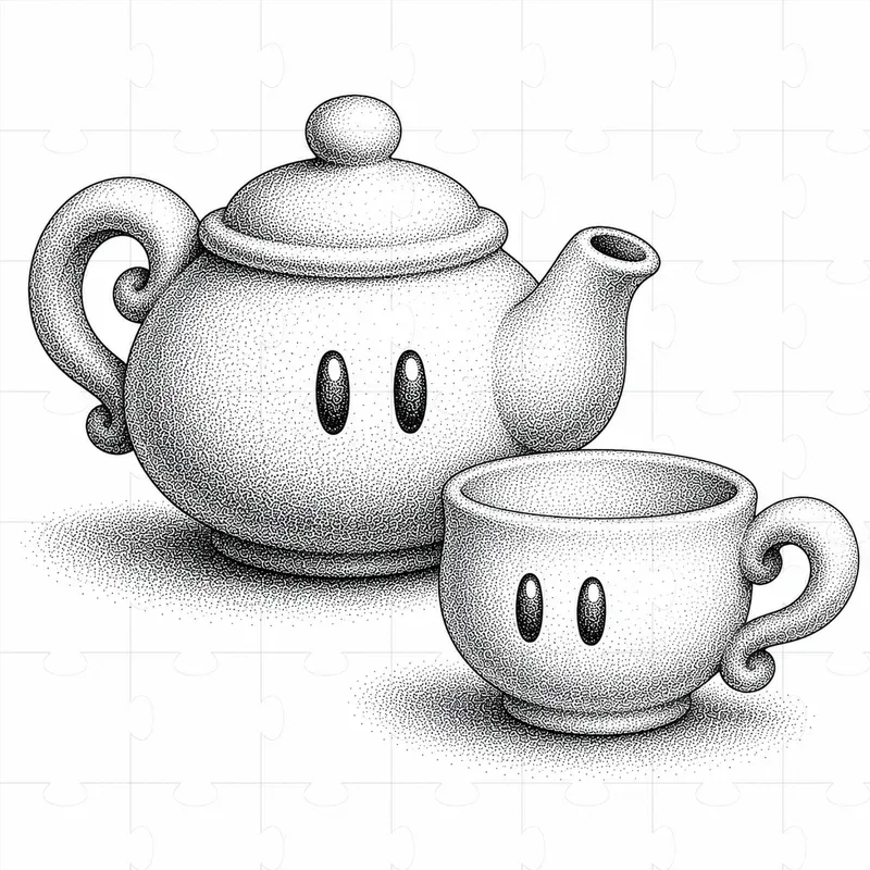Monochrome Stipple Mascot Characters