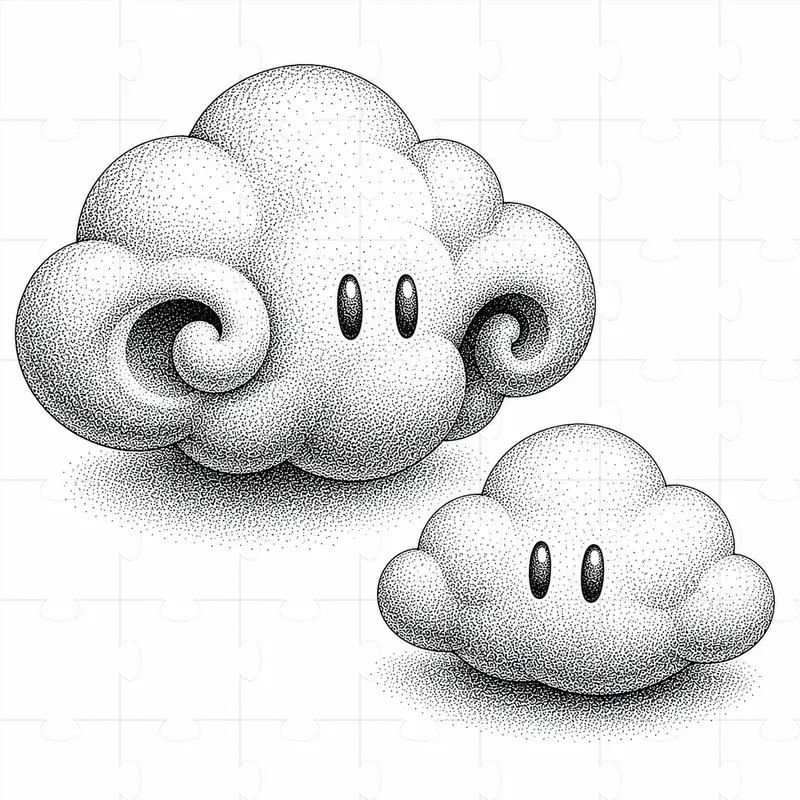 Monochrome Stipple Mascot Characters