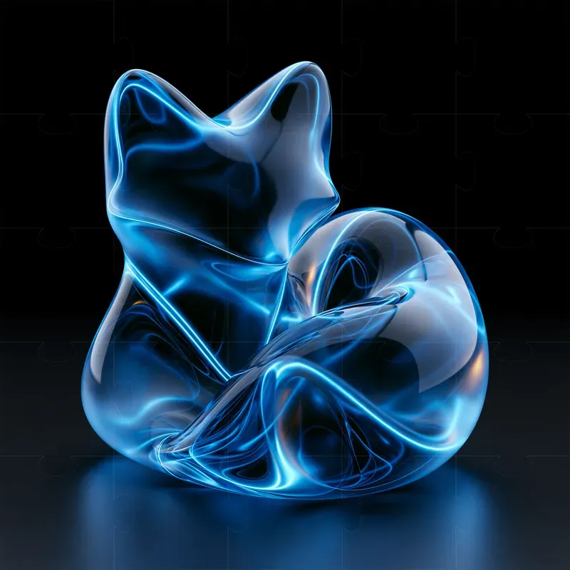 Electric Blue Glassmorphism 3D Objects