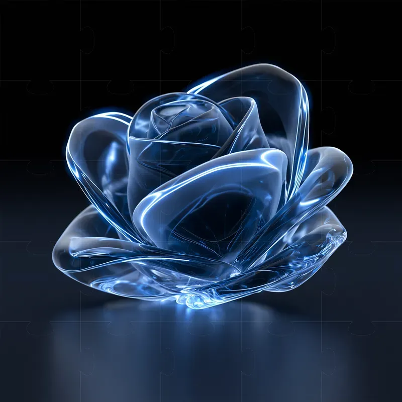 Electric Blue Glassmorphism 3D Objects