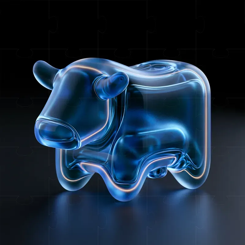 Electric Blue Glassmorphism 3D Objects