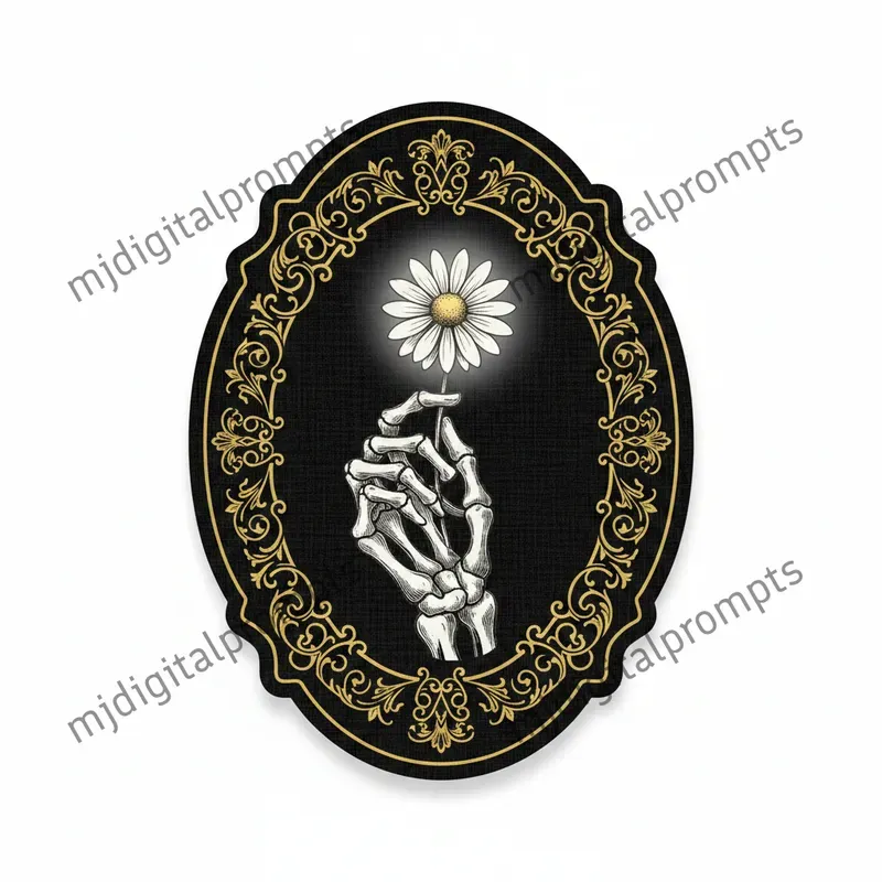 Gothic Vintage Skeleton Hand Sticker Art