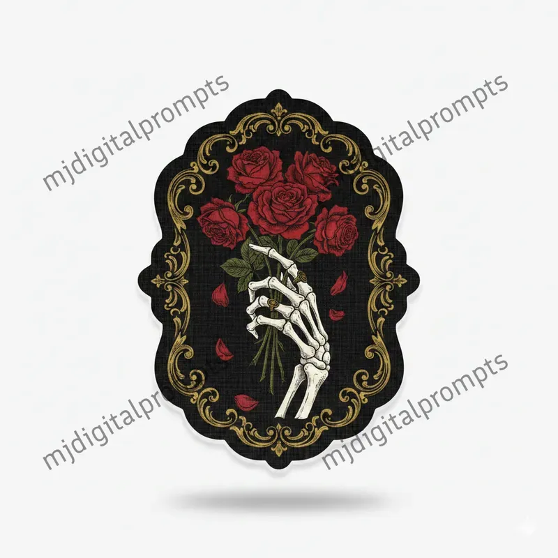 Gothic Vintage Skeleton Hand Sticker Art