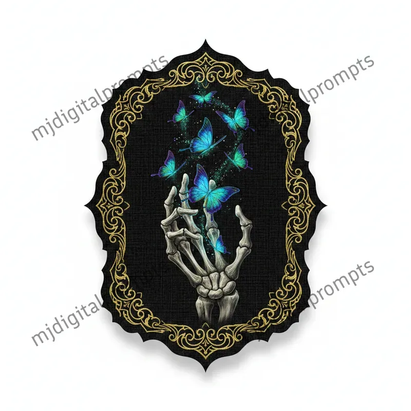 Gothic Vintage Skeleton Hand Sticker Art