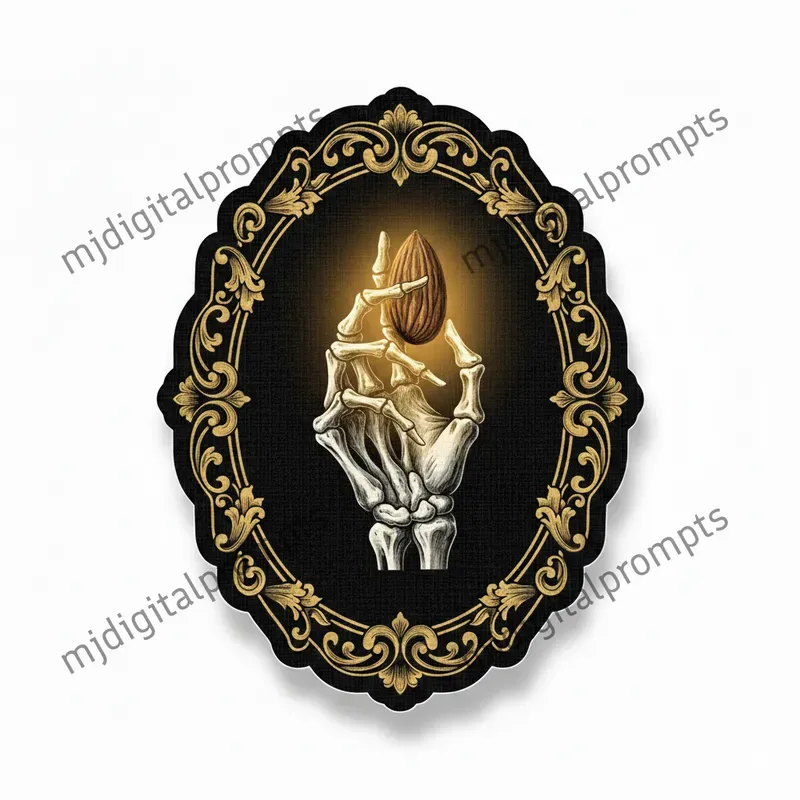 Gothic Vintage Skeleton Hand Sticker Art