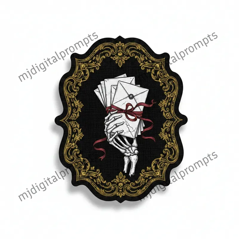 Gothic Vintage Skeleton Hand Sticker Art