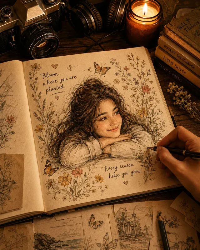 Cozy Sketchbook Portrait Art
