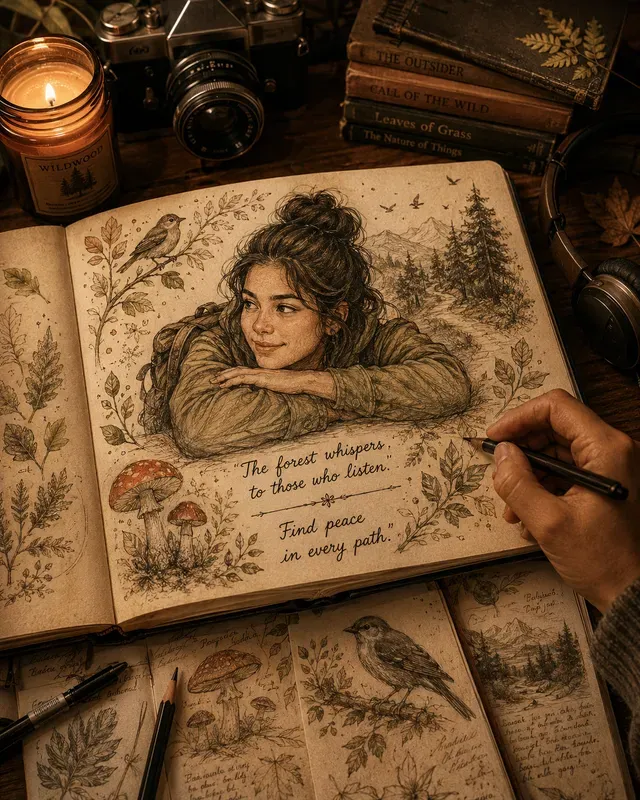 Cozy Sketchbook Portrait Art