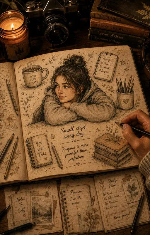 Cozy Sketchbook Portrait Art