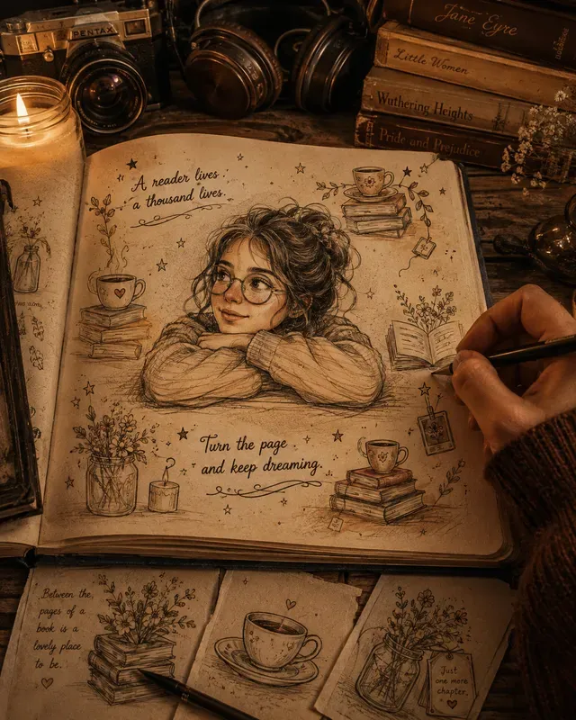 Cozy Sketchbook Portrait Art