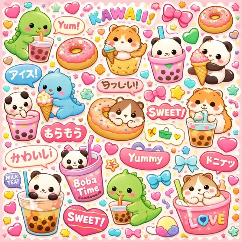 Cute Kawaii Sticker Collage Generator