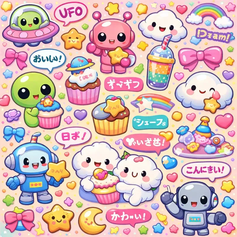 Cute Kawaii Sticker Collage Generator