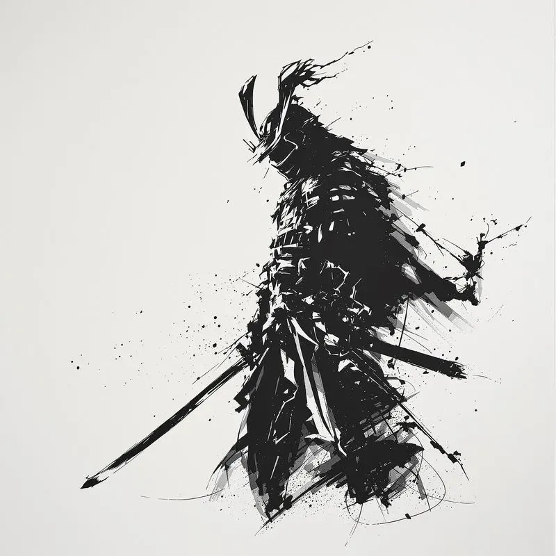 Brush Strokes With Black Ink Drawings