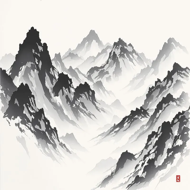 Brush Strokes With Black Ink Drawings