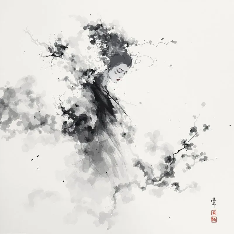Brush Strokes With Black Ink Drawings