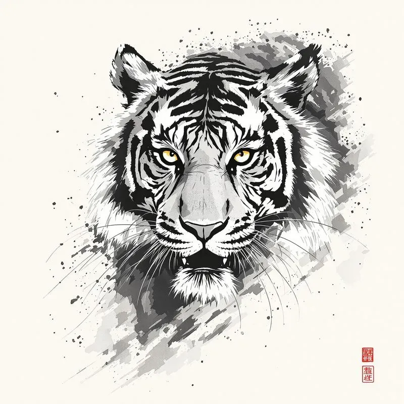 Brush Strokes With Black Ink Drawings