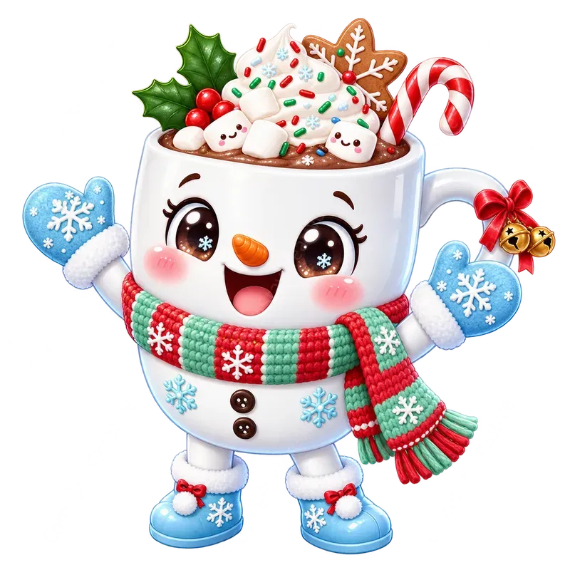 Cute Christmas Coffee Cup Mascots