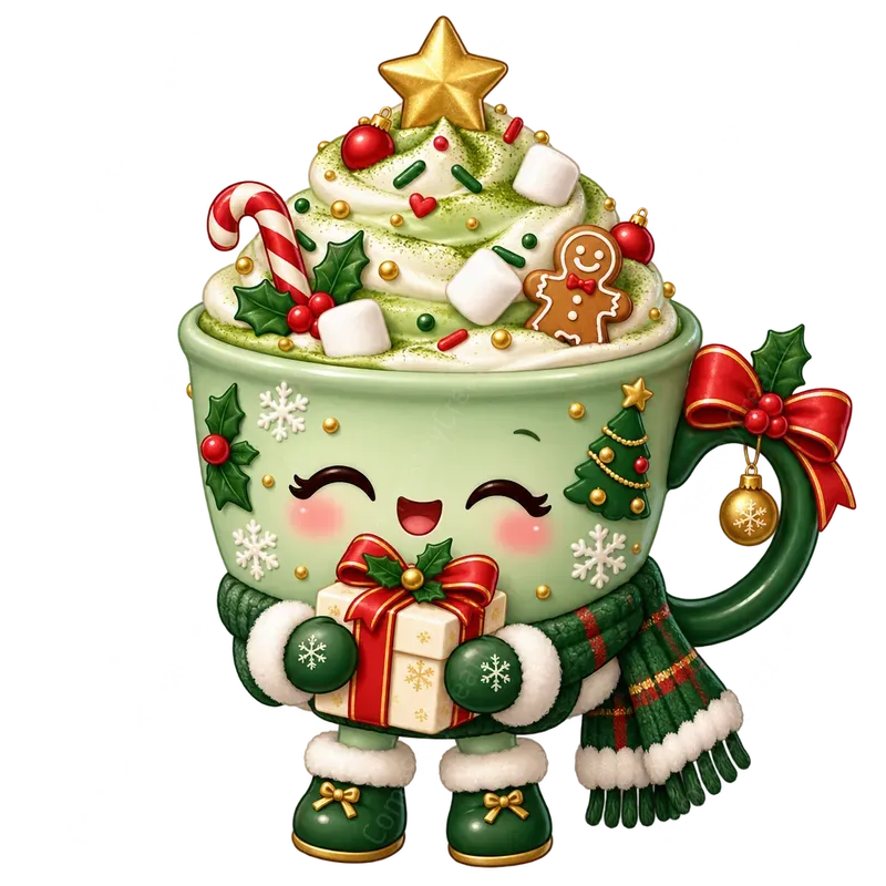 Cute Christmas Coffee Cup Mascots