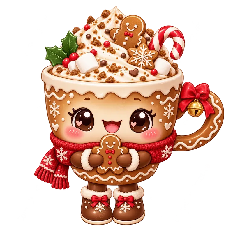 Cute Christmas Coffee Cup Mascots
