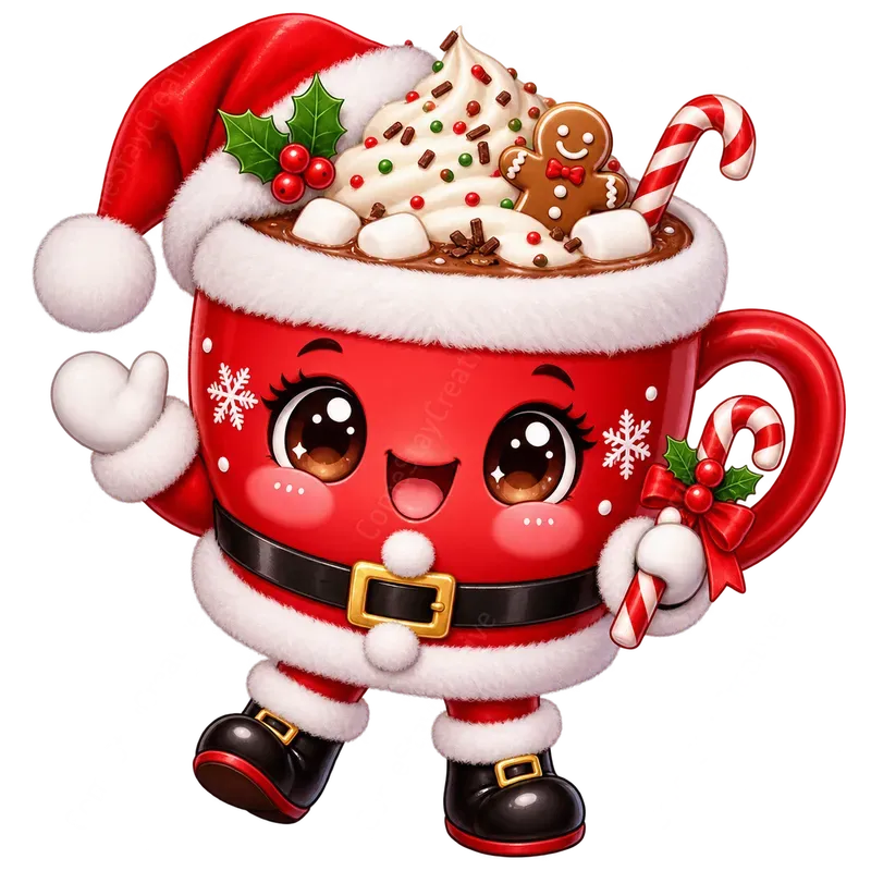 Cute Christmas Coffee Cup Mascots