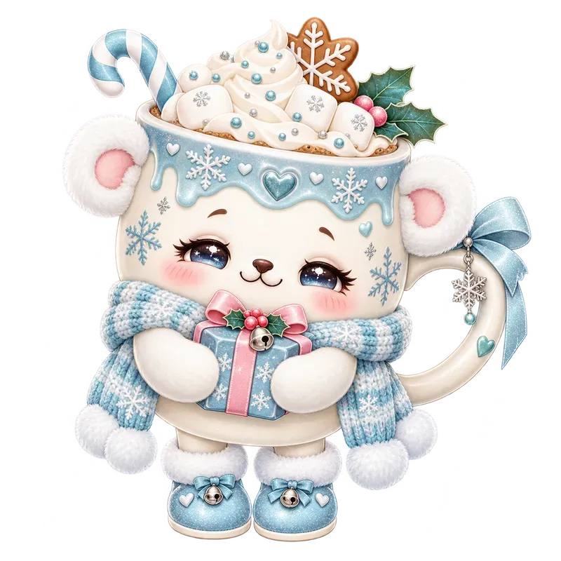 Cute Christmas Coffee Cup Mascots