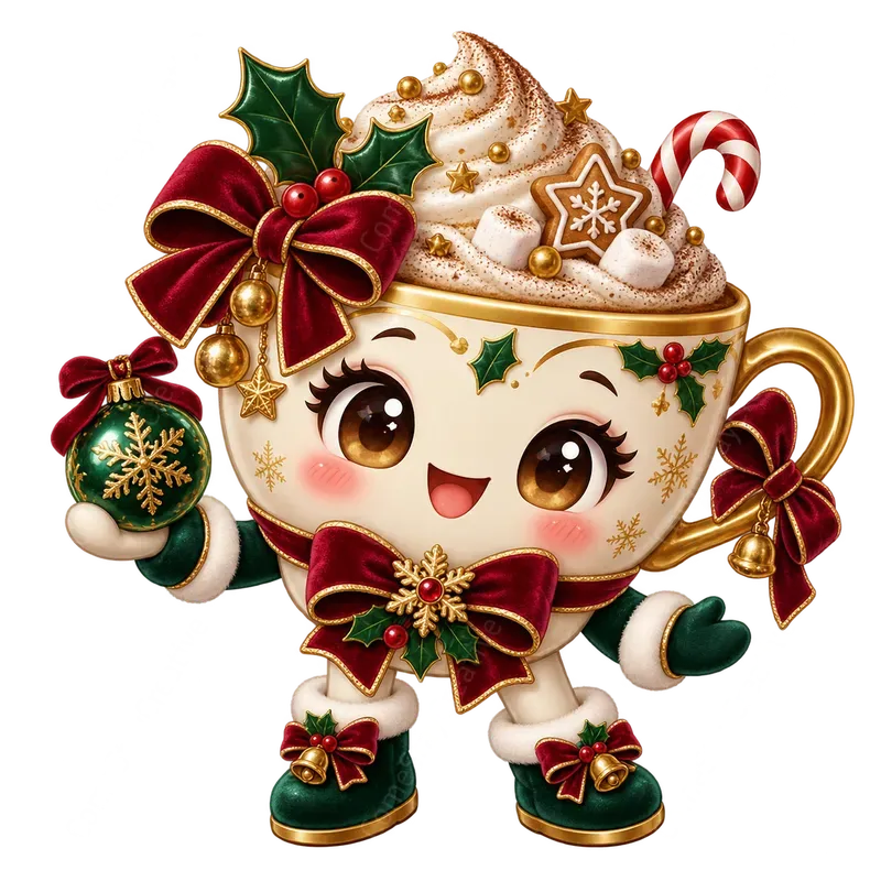 Cute Christmas Coffee Cup Mascots