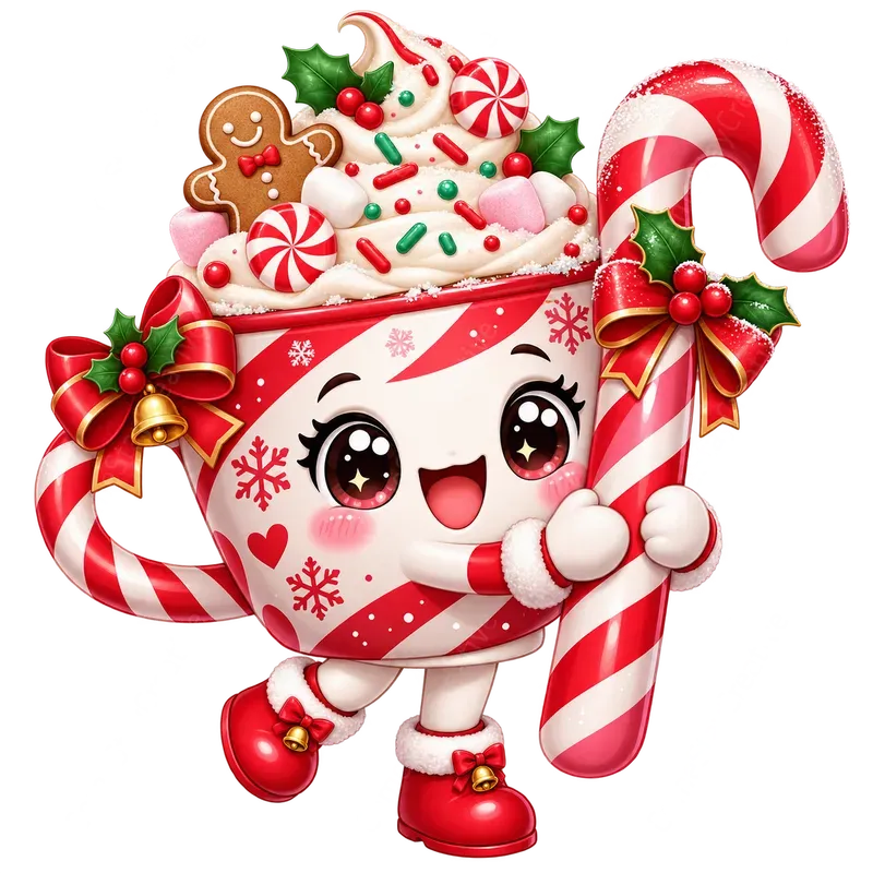 Cute Christmas Coffee Cup Mascots