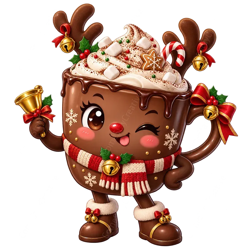 Cute Christmas Coffee Cup Mascots