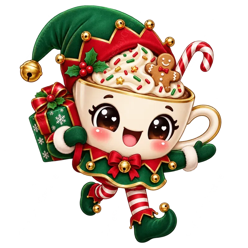Cute Christmas Coffee Cup Mascots