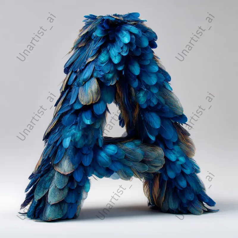 3D Colorful Feather Letters