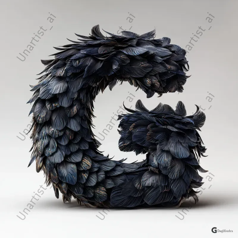 3D Colorful Feather Letters
