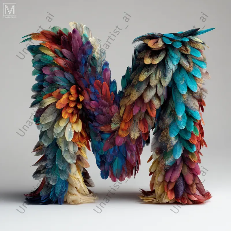 3D Colorful Feather Letters