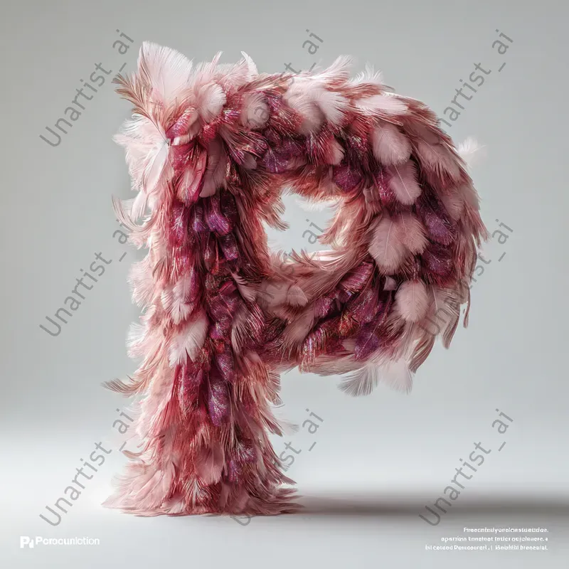 3D Colorful Feather Letters