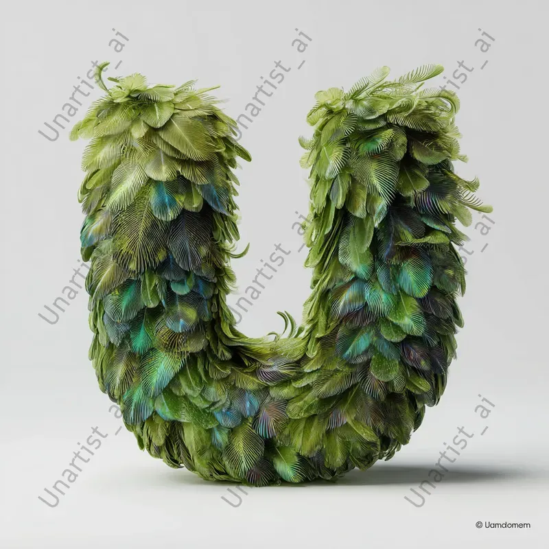 3D Colorful Feather Letters