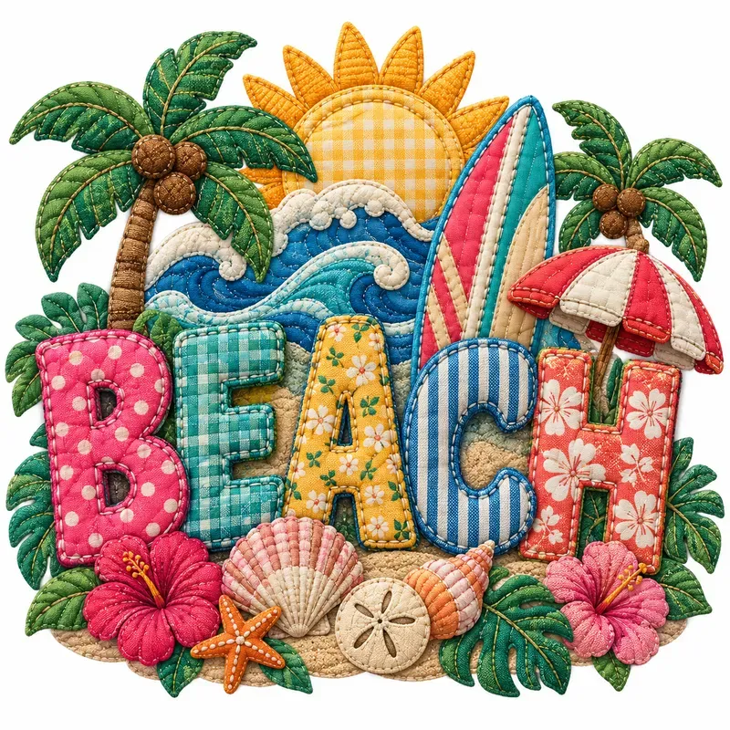 Quilted Theme Typography Art