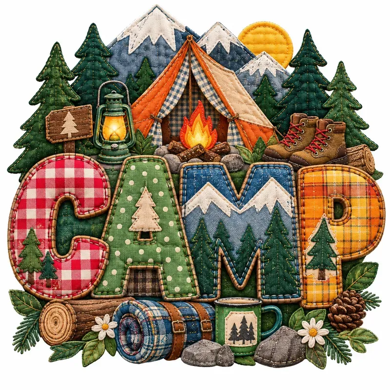 Quilted Theme Typography Art