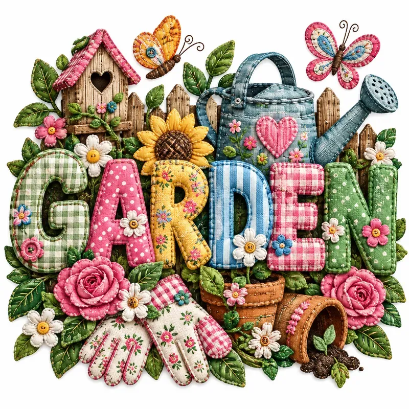 Quilted Theme Typography Art