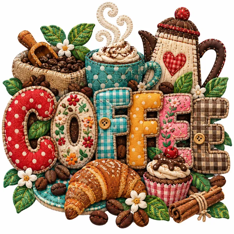 Quilted Theme Typography Art