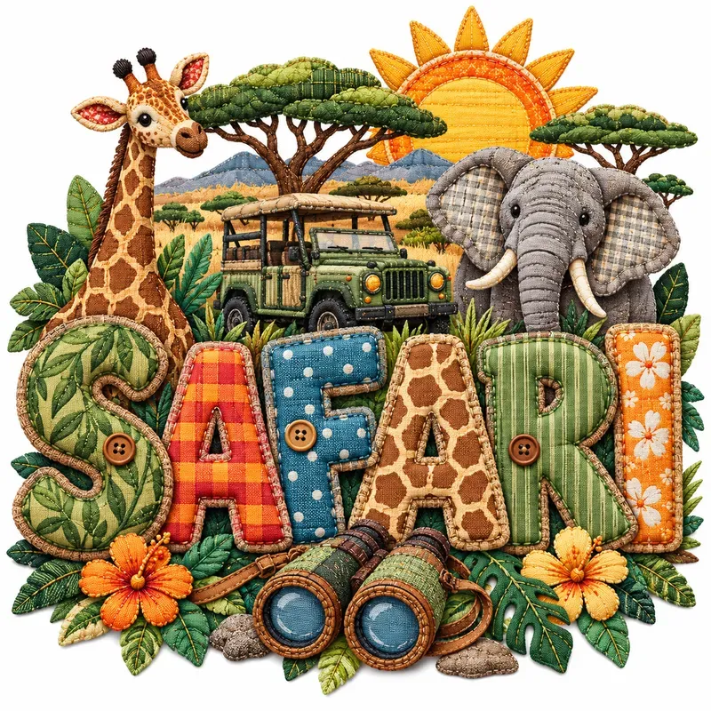 Quilted Theme Typography Art