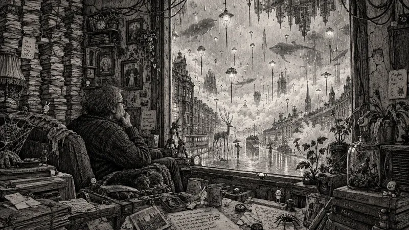 Surreal Rainy Window Art