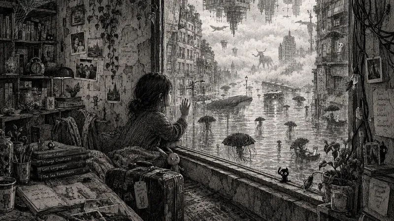 Surreal Rainy Window Art